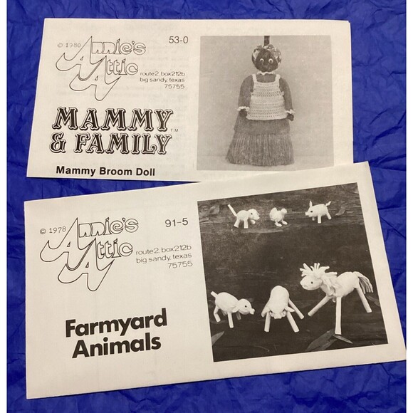 Craft Patterns Annie's Attic Mammy & Family 53-0 & Farmyard Animals 91-5 - Picture 1 of 15